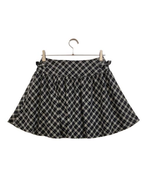 BURBERRY BLUE LABEL（バーバリー ブルー レーベル）BURBERRY BLUE LABEL (バーバリー ブルー レーベル) チェックダブルボタンラップミニスカート ブラック サイズ:38の古着・服飾アイテム