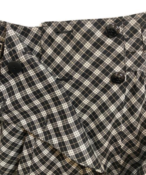 BURBERRY BLUE LABEL（バーバリー ブルー レーベル）BURBERRY BLUE LABEL (バーバリー ブルー レーベル) チェックダブルボタンラップミニスカート ブラック サイズ:38の古着・服飾アイテム