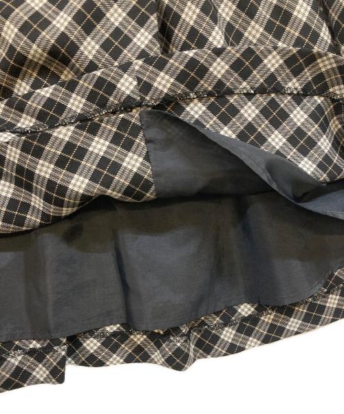 BURBERRY BLUE LABEL（バーバリー ブルー レーベル）BURBERRY BLUE LABEL (バーバリー ブルー レーベル) チェックダブルボタンラップミニスカート ブラック サイズ:38の古着・服飾アイテム