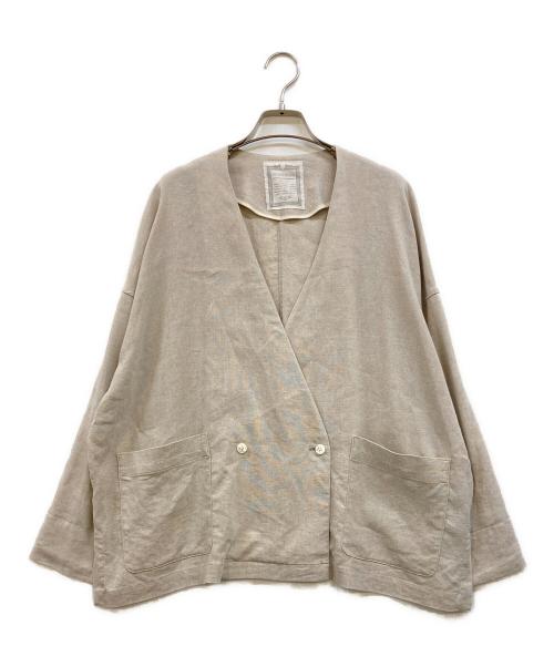 BEARDSLEY（ビアズリー）BEARDSLEY (ビアズリー) リネンテーラードジャケット ベージュ サイズ:Fの古着・服飾アイテム