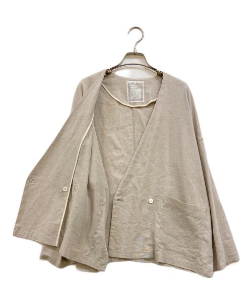 BEARDSLEY（ビアズリー）BEARDSLEY (ビアズリー) リネンテーラードジャケット ベージュ サイズ:Fの古着・服飾アイテム