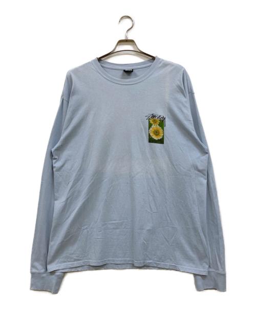 stussy（ステューシー）stussy (ステューシー) FLOWER PIGMENT DYED LS TEE ブルー サイズ:Lの古着・服飾アイテム