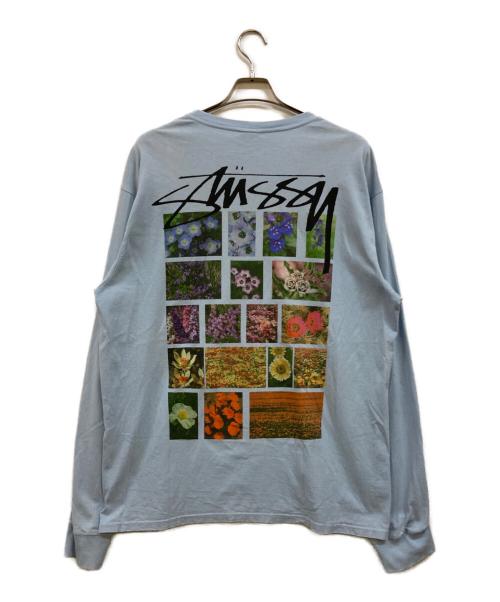 stussy（ステューシー）stussy (ステューシー) FLOWER PIGMENT DYED LS TEE ブルー サイズ:Lの古着・服飾アイテム