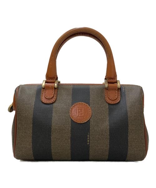 FENDI（フェンディ）FENDI (フェンディ) ペカン柄ミニボストンバッグ ブラック×ブラウンの古着・服飾アイテム