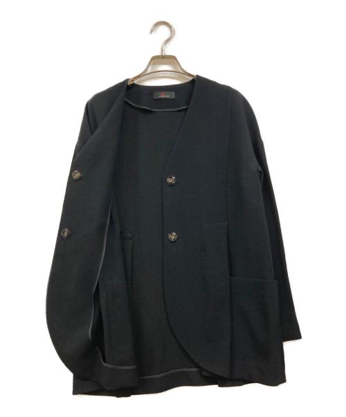 L'EQUIPE（レキップ）L'EQUIPE (レキップ) トリアセテートノーカラージャケット ブラック サイズ:38の古着・服飾アイテム
