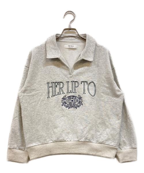 HER LIP TO（ハーリップトゥ）Her lip to (ハーリップトゥ) Embroidery Polo Sweatshirt グレー サイズ:Fの古着・服飾アイテム