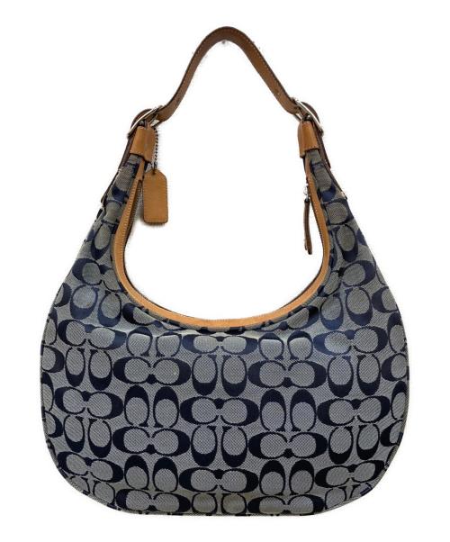 COACH（コーチ）COACH (コーチ) シグネチャー キャンバス ホーボー ワンショルダーバッグ ネイビーの古着・服飾アイテム