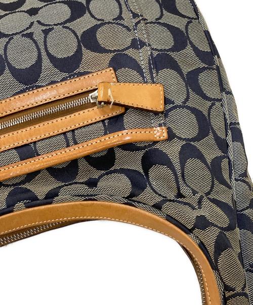 COACH（コーチ）COACH (コーチ) シグネチャー キャンバス ホーボー ワンショルダーバッグ ネイビーの古着・服飾アイテム