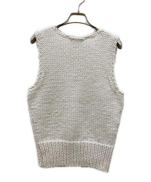 NKNIT（ンニット）NKNIT (ンニット) cord yarn V-neck KNIT vest ホワイト サイズ:2の古着・服飾アイテム