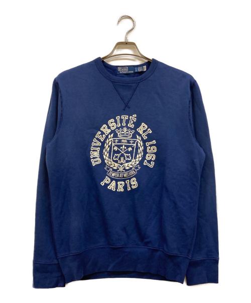 POLO RALPH LAUREN（ポロ・ラルフローレン）POLO RALPH LAUREN (ポロ・ラルフローレン) 両Vプリントスウェット ブルー サイズ:Sの古着・服飾アイテム