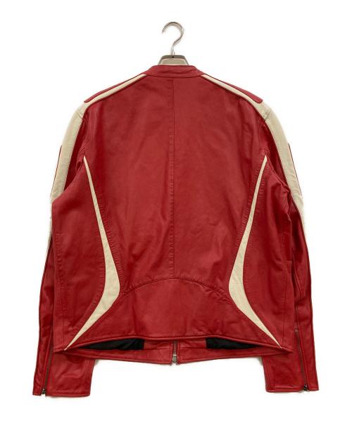 DIESEL（ディーゼル）DIESEL (ディーゼル) L-ADAM シングル ラムレザージャケット レッド サイズ:54の古着・服飾アイテム
