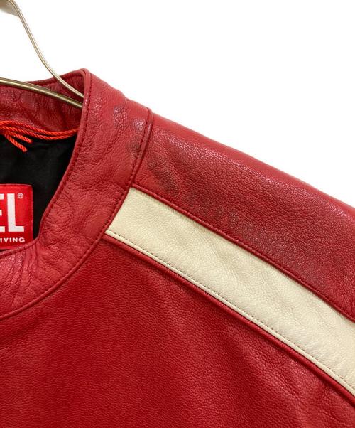 DIESEL（ディーゼル）DIESEL (ディーゼル) L-ADAM シングル ラムレザージャケット レッド サイズ:54の古着・服飾アイテム