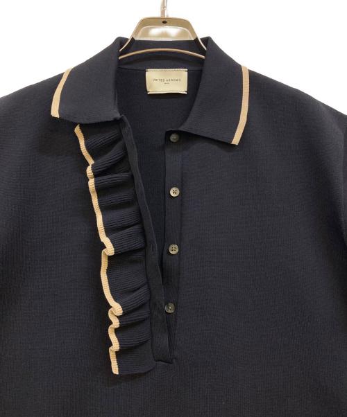 UNITED ARROWS（ユナイテッドアローズ）UNITED ARROWS (ユナイテッドアローズ) ミニマルフリルニットポロシャツ ネイビー サイズ:-の古着・服飾アイテム