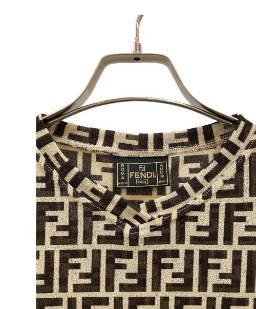 FENDI JEANS（フェンディ ジーンズ）FENDI jeans (フェンディ ジーンズ) ズッカ柄シアーカットソー ブラウン サイズ:30の古着・服飾アイテム
