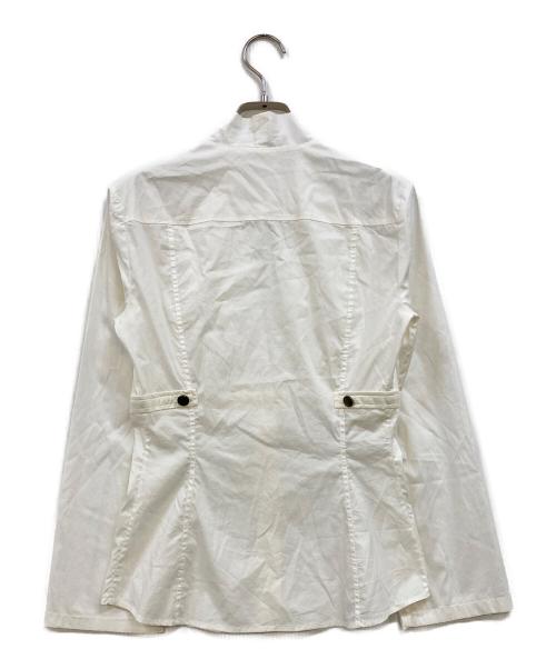 GUCCI（グッチ）GUCCI (グッチ) ベルトウエストマーク ノーカラーブラウス ホワイト サイズ:38の古着・服飾アイテム