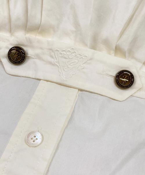 GUCCI（グッチ）GUCCI (グッチ) ベルトウエストマーク ノーカラーブラウス ホワイト サイズ:38の古着・服飾アイテム