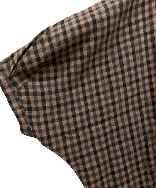 nest Robe（ネストローブ）nest Robe (ネストローブ) 抗菌リネン先染めチェックブラウス ブラウン×ブラック サイズ:Fの古着・服飾アイテム