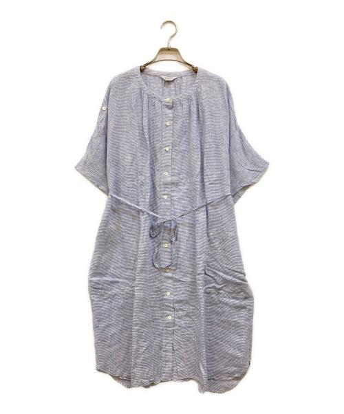 LOISIR（ロワズィール）LOISIR (ロワズィール) シャツワンピース ブルー×ホワイト サイズ:38の古着・服飾アイテム