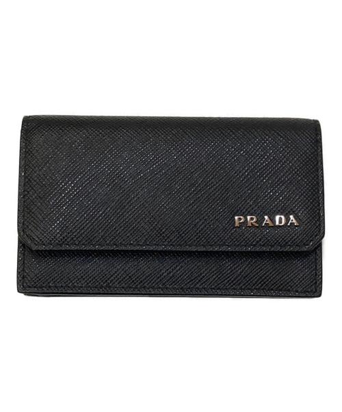 PRADA（プラダ）PRADA (プラダ) サフィアーノレザー カードケース ブラックの古着・服飾アイテム
