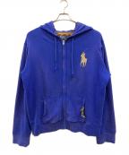 POLO RALPH LAURENポロ・ラルフローレン）の古着「90's 裏サーマル リペア加工 スタッズジップパーカー」｜ブルー