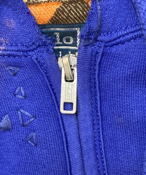 POLO RALPH LAUREN（ポロ・ラルフローレン）POLO RALPH LAUREN (ポロ・ラルフローレン) 90's 裏サーマル リペア加工 スタッズジップパーカー ブルー サイズ:XLの古着・服飾アイテム