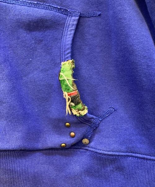 POLO RALPH LAUREN（ポロ・ラルフローレン）POLO RALPH LAUREN (ポロ・ラルフローレン) 90's 裏サーマル リペア加工 スタッズジップパーカー ブルー サイズ:XLの古着・服飾アイテム