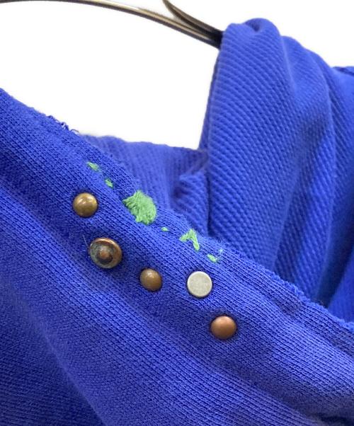 POLO RALPH LAUREN（ポロ・ラルフローレン）POLO RALPH LAUREN (ポロ・ラルフローレン) 90's 裏サーマル リペア加工 スタッズジップパーカー ブルー サイズ:XLの古着・服飾アイテム