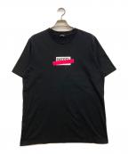 DIESELディーゼル）の古着「ネオピンクテープロゴTシャツ」｜ブラック