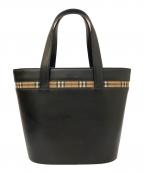 BURBERRYバーバリー）の古着「裏地シャドーホース ノバチェック レザーハンドバッグ」｜ブラック