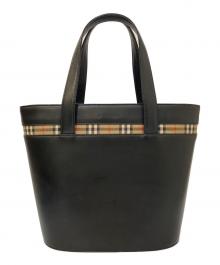BURBERRY（バーバリー）の古着「裏地シャドーホース ノバチェック レザーハンドバッグ」｜ブラック