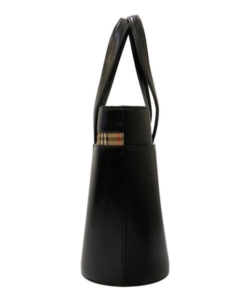 BURBERRY（バーバリー）BURBERRY (バーバリー) 裏地シャドーホース ノバチェック レザーハンドバッグ ブラックの古着・服飾アイテム