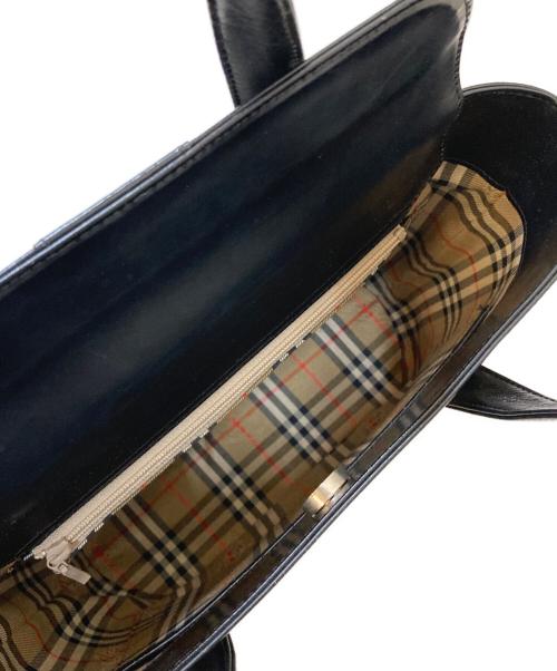 BURBERRY（バーバリー）BURBERRY (バーバリー) 裏地シャドーホース ノバチェック レザーハンドバッグ ブラックの古着・服飾アイテム