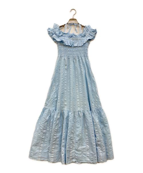 GANNI（ガニー）Ganni (ガニー) ラッフルデザイン ノースリーブワンピース ブルー サイズ:32の古着・服飾アイテム