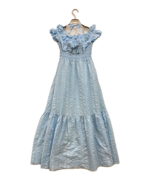 GANNI（ガニー）Ganni (ガニー) ラッフルデザイン ノースリーブワンピース ブルー サイズ:32の古着・服飾アイテム