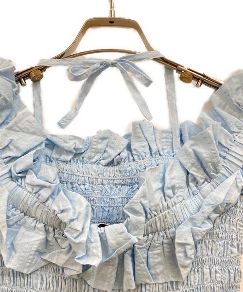 GANNI（ガニー）Ganni (ガニー) ラッフルデザイン ノースリーブワンピース ブルー サイズ:32の古着・服飾アイテム