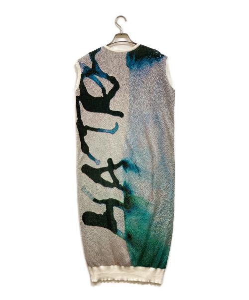 hatra（ハトラ）hatra (ハトラ) Ink Scape Robe / glacier ジャガード ノースリーブワンピース グリーン サイズ:1の古着・服飾アイテム