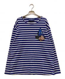 STELLA McCARTNEY×DISNEY（ステラマッカートニー×ディズニー）の古着「Fantasia Mickey Striped Long-Sleeved T-Shirt」｜ホワイト×ネイビー