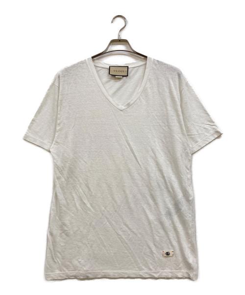 GUCCI（グッチ）GUCCI (グッチ) GGアップリケ Vネックカットソー ホワイト サイズ:Sの古着・服飾アイテム