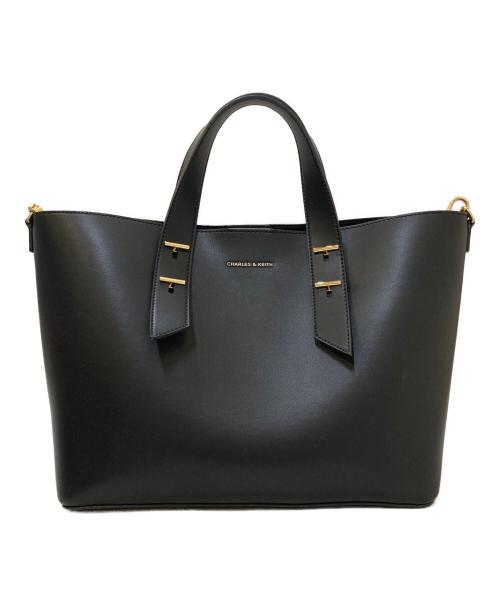 CHARLES & KEITH（チャールズアンドキース）CHARLES & KEITH (チャールズアンドキース) ポーチ付きダブルハンドル シャナイアスラウチーバッグ ブラックの古着・服飾アイテム