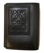 LOEWEロエベ）の古着「アナグラム サテンカーフ トライフォールド レザーウォレット」｜ブラック