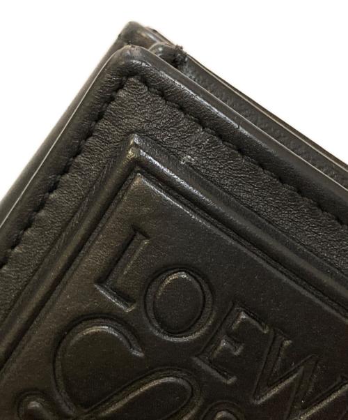 LOEWE（ロエベ）LOEWE (ロエベ) アナグラム サテンカーフ トライフォールド レザーウォレット ブラックの古着・服飾アイテム