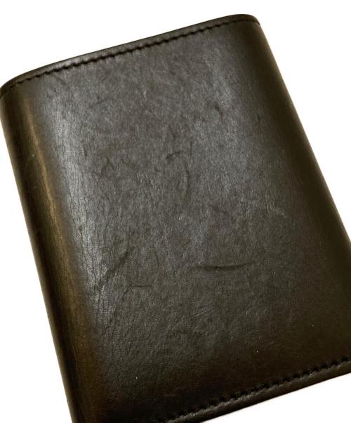 LOEWE（ロエベ）LOEWE (ロエベ) アナグラム サテンカーフ トライフォールド レザーウォレット ブラックの古着・服飾アイテム