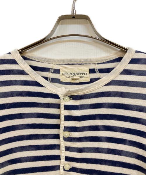 Denim & Supply Ralph Lauren（デニム＆サプライ ラルフローレン）Denim & Supply Ralph Lauren (デニム＆サプライ ラルフローレン) border henley tee ブルー×ホワイト サイズ:Sの古着・服飾アイテム