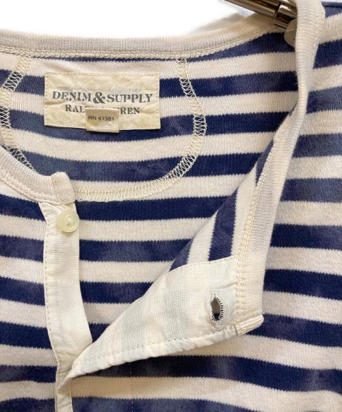 Denim & Supply Ralph Lauren（デニム＆サプライ ラルフローレン）Denim & Supply Ralph Lauren (デニム＆サプライ ラルフローレン) border henley tee ブルー×ホワイト サイズ:Sの古着・服飾アイテム
