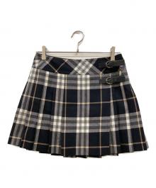 BURBERRY BLUE LABEL（バーバリー ブルー レーベル）の古着「ベルト付ラップミニスカート」｜グレー×ブラック