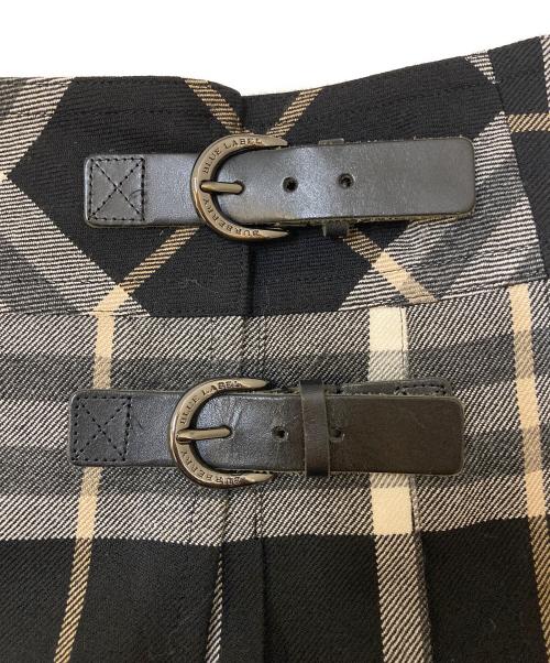 BURBERRY BLUE LABEL（バーバリー ブルー レーベル）BURBERRY BLUE LABEL (バーバリー ブルー レーベル) ベルト付ラップミニスカート グレー×ブラック サイズ:38の古着・服飾アイテム