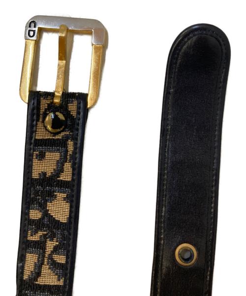 Christian Dior（クリスチャン ディオール）Christian Dior (クリスチャン ディオール) トロッター柄 ベルト ブラック×ゴールド サイズ:70の古着・服飾アイテム