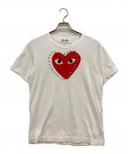 PLAY COMME des GARCONSプレイコムデギャルソン）の古着「Red Heart Emblem X Black Studs Tee」｜ホワイト