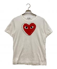 PLAY COMME des GARCONS（プレイコムデギャルソン）の古着「Red Heart Emblem X Black Studs Tee」｜ホワイト