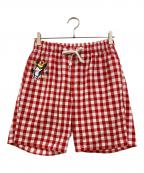 Vivienne Westwood home wearヴィヴィアンウエストウッド ホームウェア）の古着「ホームウェアチェックショートパンツ」｜レッド×ホワイト